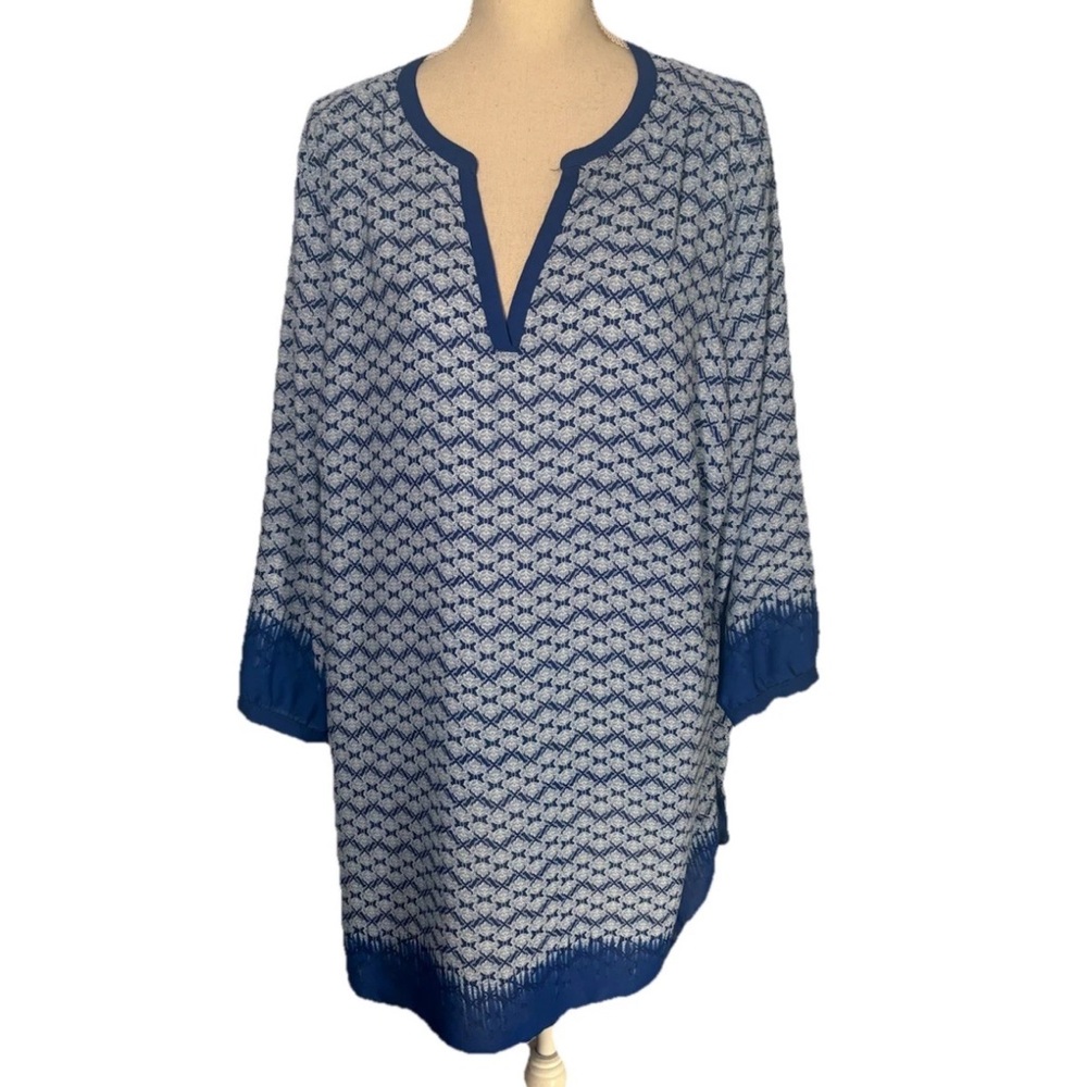 Women’s blue & white striped classic top plus size 2X by new direction everday
